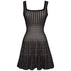 2010s Alaia Pink and Black Mini Skater Dress 