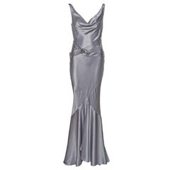 Christian Dior by John Galliano Silver Bias-Cut Silk Satin Dress, FW 2004