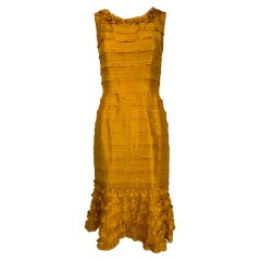 Oscar de la Renta Pre Fall 2011 Marigold Silk Pinked Edge Ruffle Neck Dress