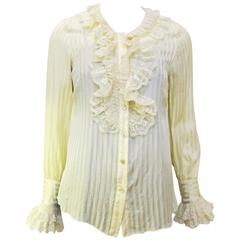 1990's Anna Sui Cream Lace Trim Edwardian Style Blouse