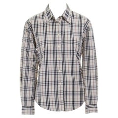 vintage BURBERRY House Check cotton long sleeve slim fit shirt top M