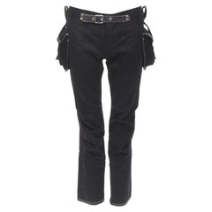 rare DSQUARED2 Vintage black yellow stitching multi pocket cargo pants IT40 S
