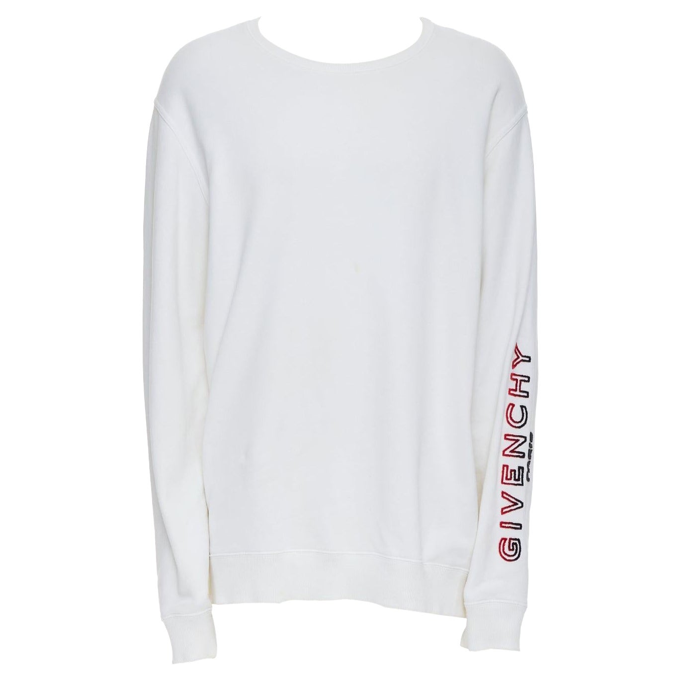 GIVENCHY - Pullover in cotone panna con logo gradiente sulla manica, L. in vendita
