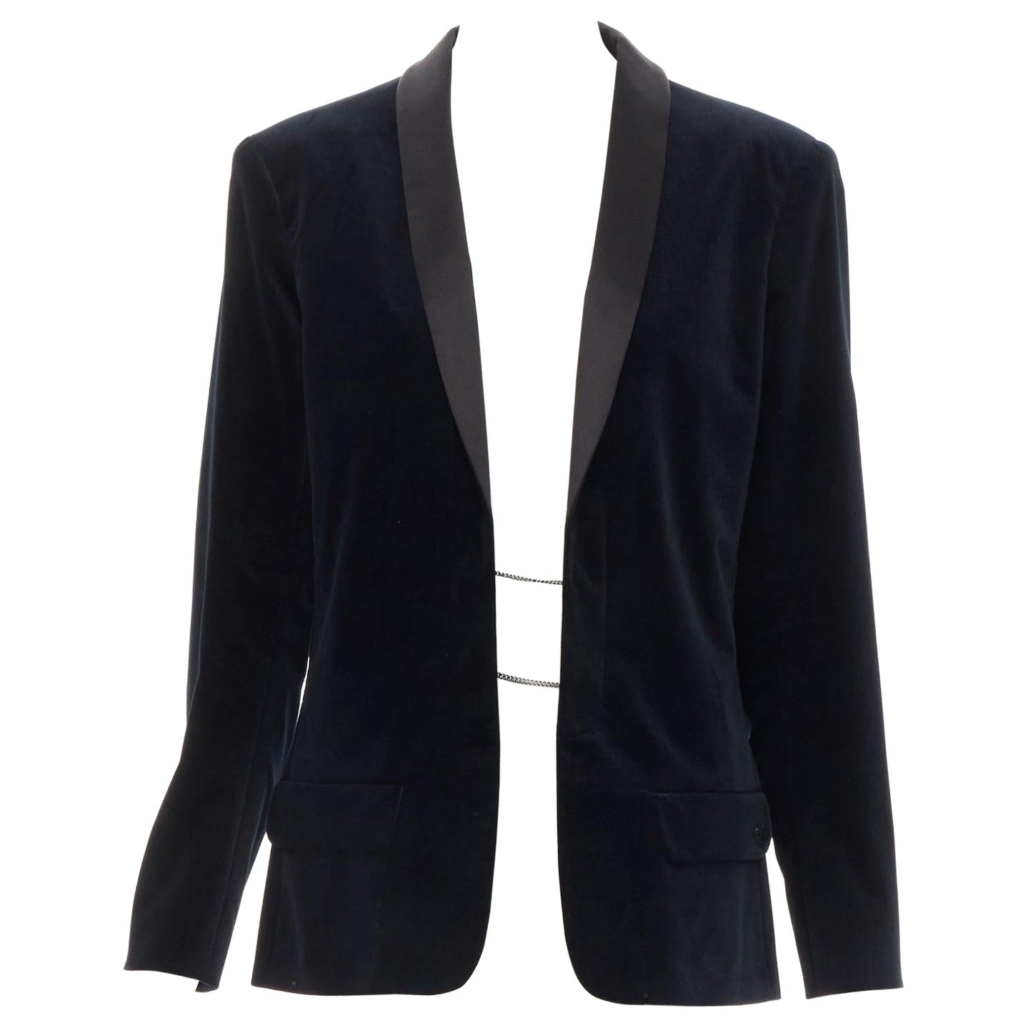 Blazer de défilé CHANEL 18A Paris Hamburg Metier D'art en velours bleu marine FR46