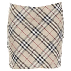 BURBERRY LONDON House - Mini-jupe à carreaux marron, signature UK6 US4 S
