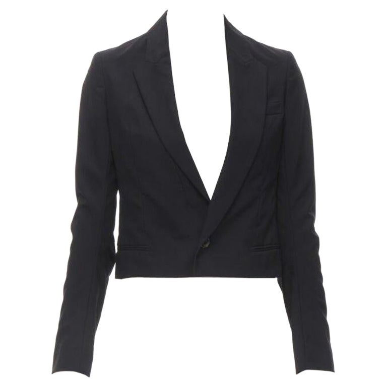 UNDERCOVER 2006 "T", giacca blazer con colletto angolare in lana nera JP1 S in vendita