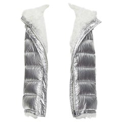 Yves Salomon ARMY Gilet reversibile in shearling d'agnello argento metallizzato FR36 S