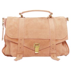 Proenza Schouler PS1 in pelle scamosciata beige con fibbia dorata, borsa a tracolla con manico superiore