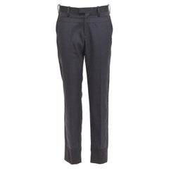 UNDERCOVER John Graue Patchwork-Hose aus 100 % Wolle mit schwarzem Rindslederbesatz JP4 XL