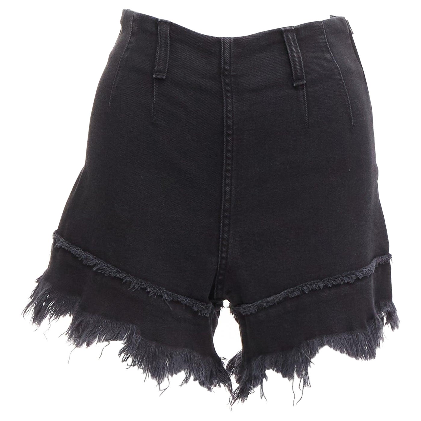 PHILOSOPHY short taille haute à ourlet effiloché en coton mélangé noir IT38 XS