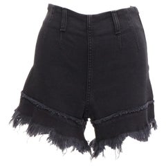 PHILOSOPHY black cotton blend high waist frayed hem flutter shorts IT38 XS