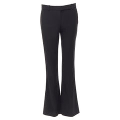 ALEXANDER MCQUEEN black acetate rayon bell flared crop trousers IT40 S