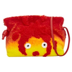 LOEWE Howls Moving Castle Flamenco Calcifer red yellow shearling clutch bag