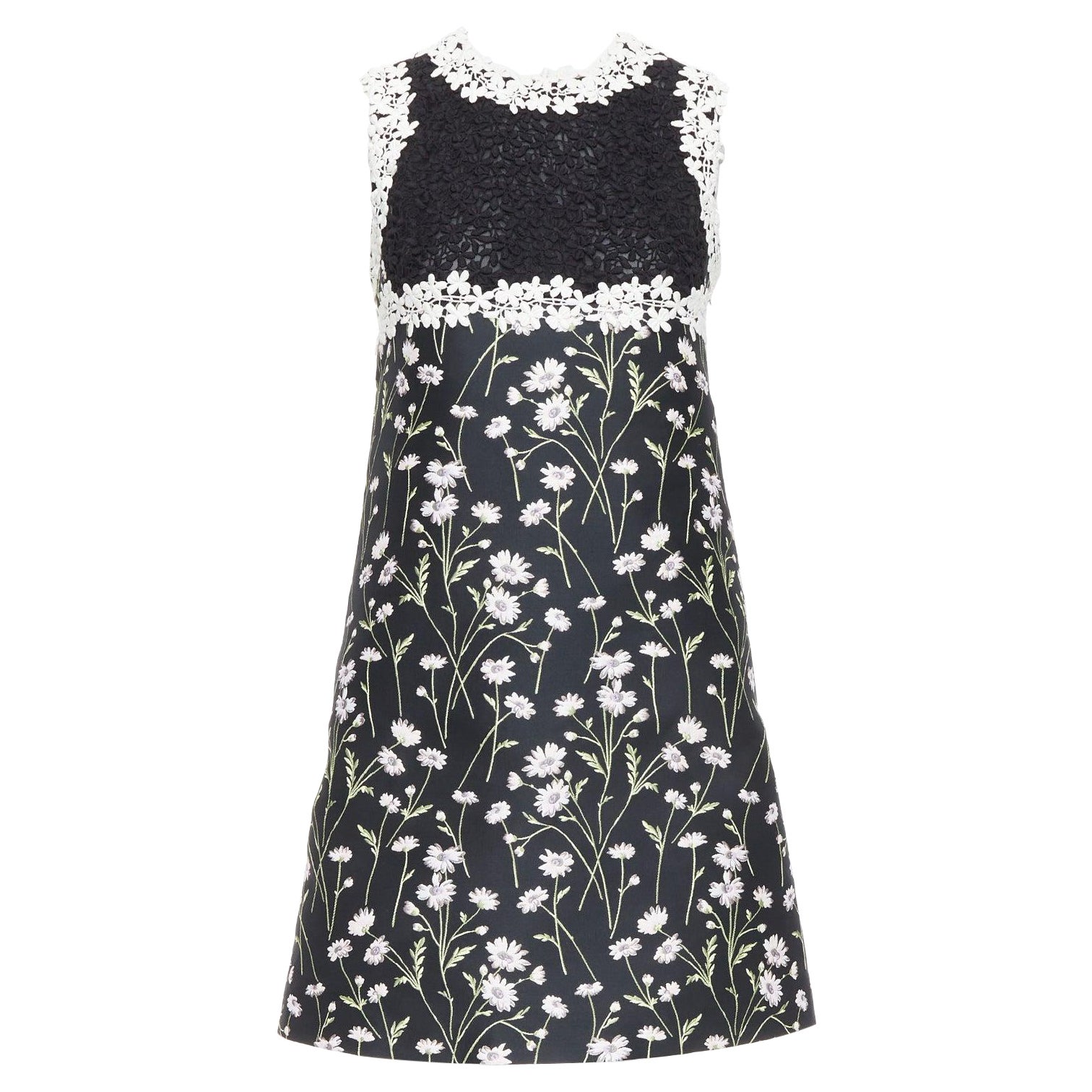 GIAMBATTISTA VALLI black pink floral lace bodice dress IT40 XS Kate Mara For Sale