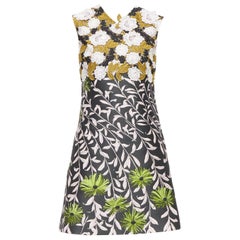 GIAMBATTISTA VALLI 2015 Runway - Robe noire en jacquard à corsage en dentelle florale noire IT40 XS