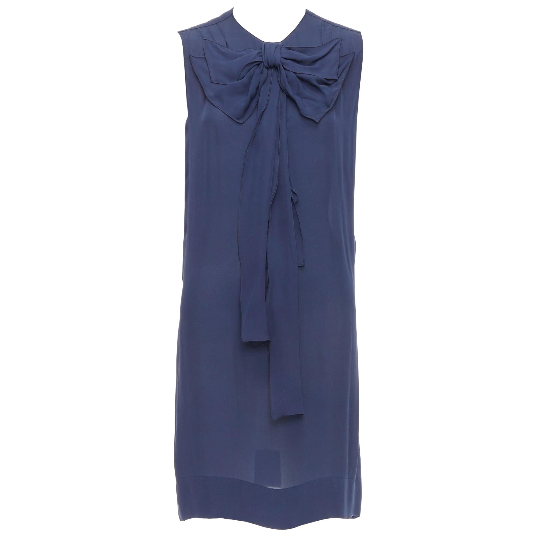 STELLA MCCARTNEY 2008 bleu marine 100 % soie col bénitier IT38 XS