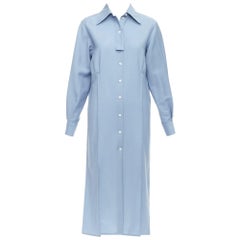 OLD CELINE Phoebe Philo 2017 blue mohair wool button down dress FR36 S