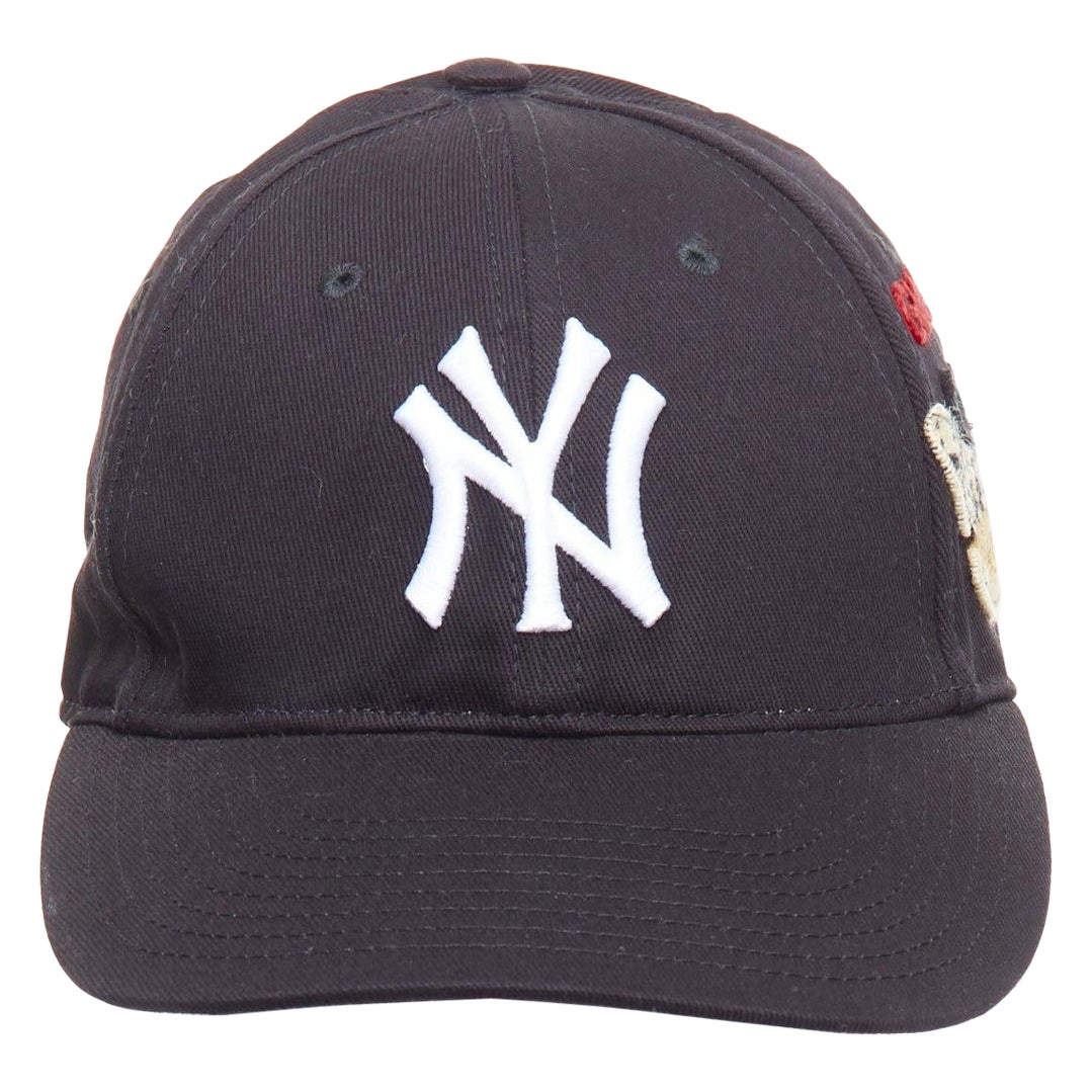 GUCCI MLB NY YANKEE red logo butterfly black white cotton cap 57-61cm