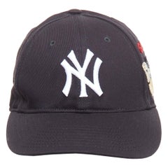 GUCCI MLB NY YANKEE red logo butterfly black white cotton cap 57-61cm
