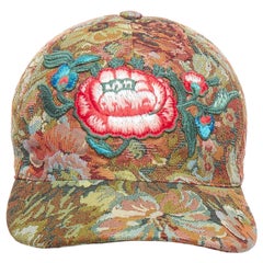 GUCCI grün braun floral jacquard bestickte Baseballkappe 57cm S