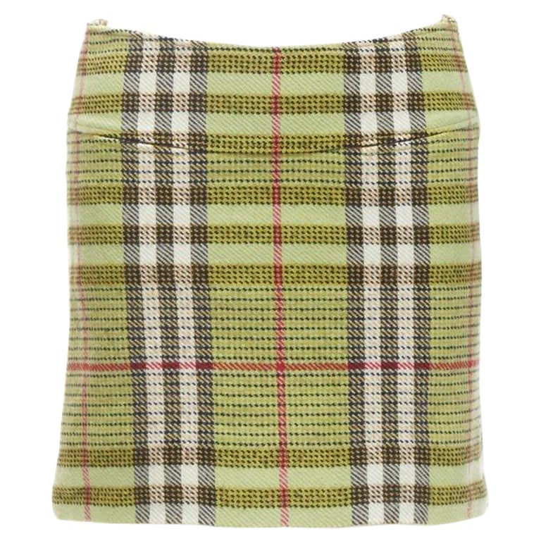 BURBERRY LONDON House Karierter grüner Wollminirock UK6 US4 XS im Angebot