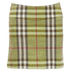 BURBERRY LONDON Minigonna in lana verde a quadri UK6 US4 XS