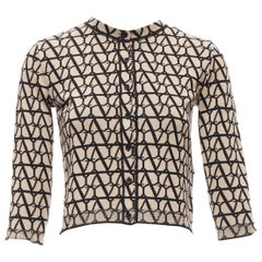 VALENTINO Chaqueta de punto recortada 100% lana virgen Iconographe monograma XS