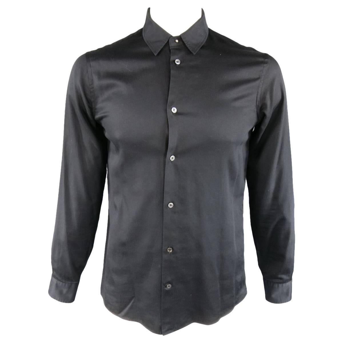 MAISON MARTIN MARGIELA Size M Black Cotton Button Stud Removable Collar Shirt