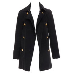 ALEXANDER MCQUEEN MCQ black cotton gold buttons double breast coat IT36 XXS