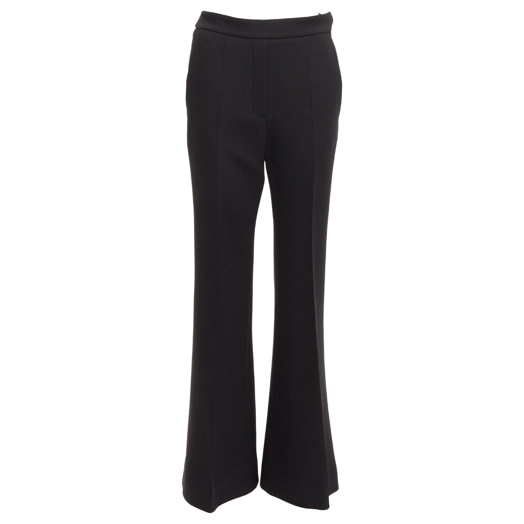 ELLERY Schwarzer strukturierter Crêpe Minimal Classic Schlaghose mit weitem Bein US8 L im Angebot