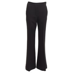 ELLERY black textured crepe minimal classic wide leg flared pants US8 L