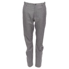 LANVIN Pantalon effilé gris 100 % laine pied-de-poule FR46 S