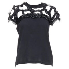 COMME DES GARCONS 2008 Schwarzes Oberteil mit Rüschenausschnitt aus Wolle S