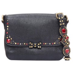 MIU MIU Valentines Collection rhinestone stud heart leather crossbody flap bag
