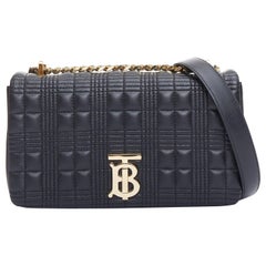 BURBERRY Lola black quilted leather gold TB logo crossbody bag