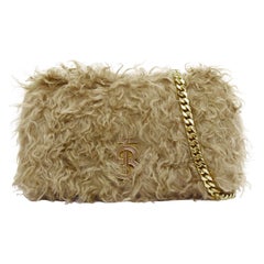 BURBERRY Lola Mohair Limited Edition lamb shearling gold TB crossbody bag