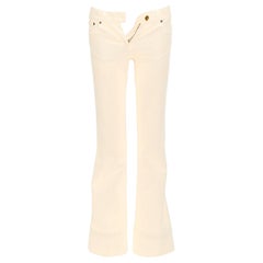 CHLOE cream cotton blend panelled cuff hem flared jeans FR34 XS