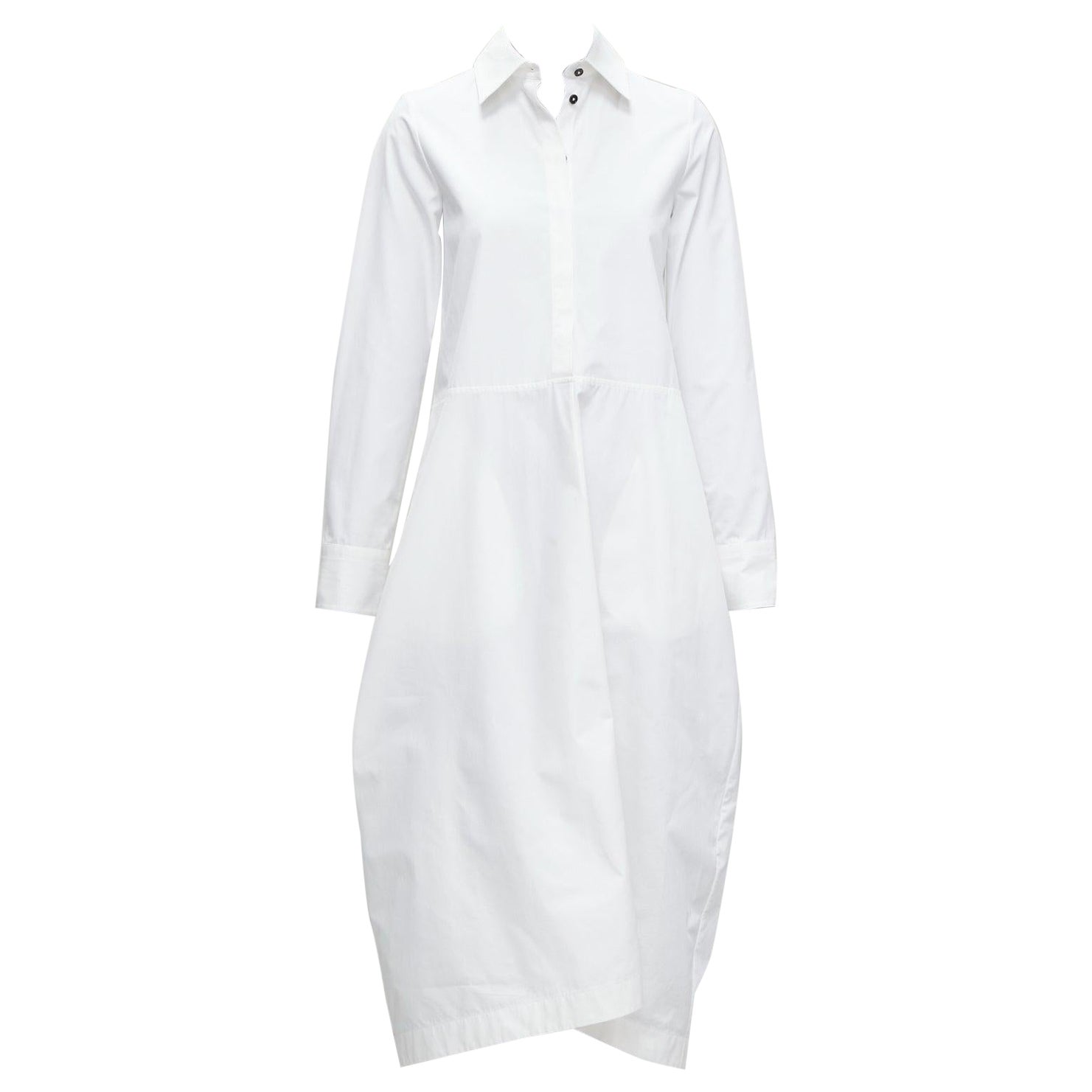 JIL SANDER 2022 vestido camisero minimalista blanco con tapeta oculta FR30 XXS en venta