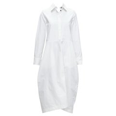 JIL SANDER 2022 white hidden placket minimal boxy shirt dress FR30 XXS