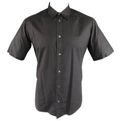 Men's MAISON MARTIN MARGIELA Size M Black Cotton Short Sleeve Stitch Shirt