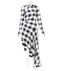 MONSE Runway black white gingham crepe de chine dress US2 S