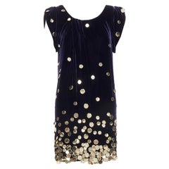DIANE VON FURSTENBERG - Robe fourreau à paillettes dorées en velours violet US2 S