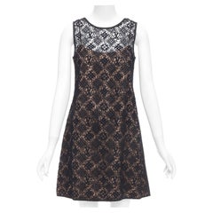 LOUIS VUITTON abito in pizzo nero sovrapposto con monogram LV FR38 M
