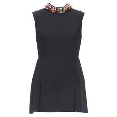 MARNI black wool red clear rhinestone crystal collar mini dress IT42 M
