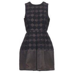 TIBI vestido acampanado bordado a cuadros rombos negros US4 S