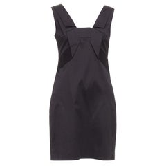 GUCCI 2007 schwarz Baumwolle Origami-Falte quadratischer Ausschnitt Etuikleid IT40 S