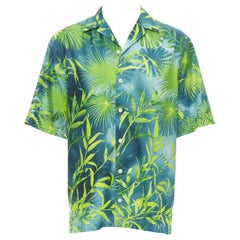 VERSACE 2020 Iconic JLo Dschungel Print grünes Bowlinghemd EU40 M