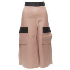 Dion Lee Sandy pink brown sheep leather panelled A-line midi skirt UK6 XS