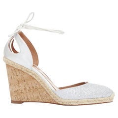 AQUAZZURA Palm Beach sandali con zeppa in sughero glitterato EU39