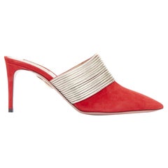 Aquazzura Rendez Vous rosso tono oro tacco multi-filo muli EU39